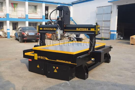 Jinan Blue Elephant 1324 Stone Router CNC com grande eixo rotativo, máquina CNC de madeira de 4 eixos para gabinete