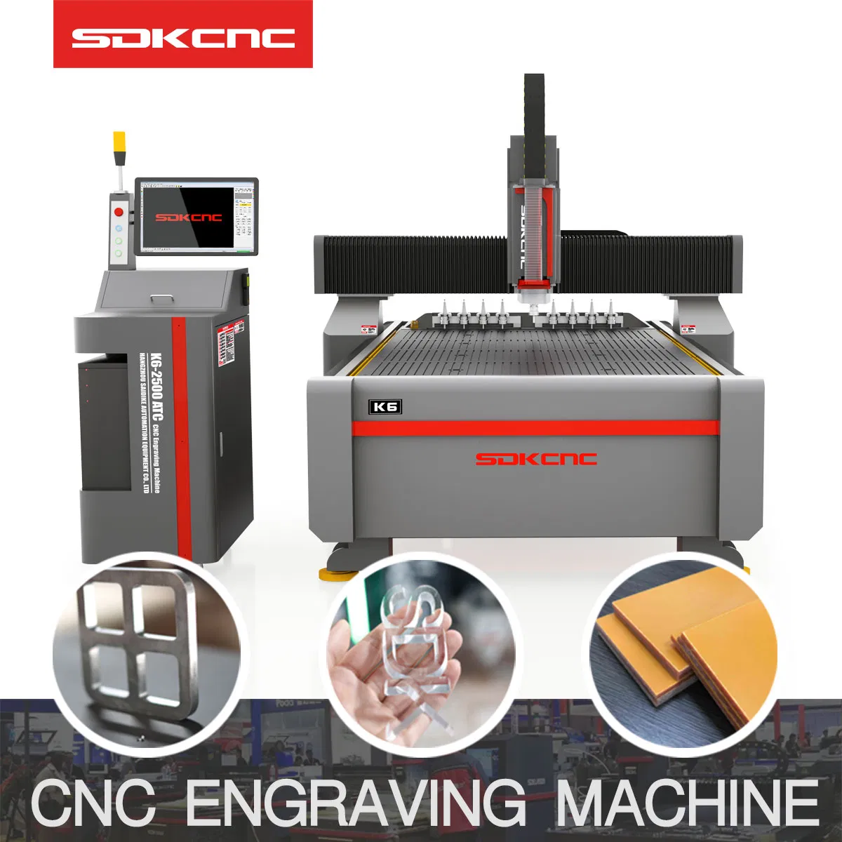 Máquina de corte de roteador CNC 4 eixos com troca automática de ferramenta 1325